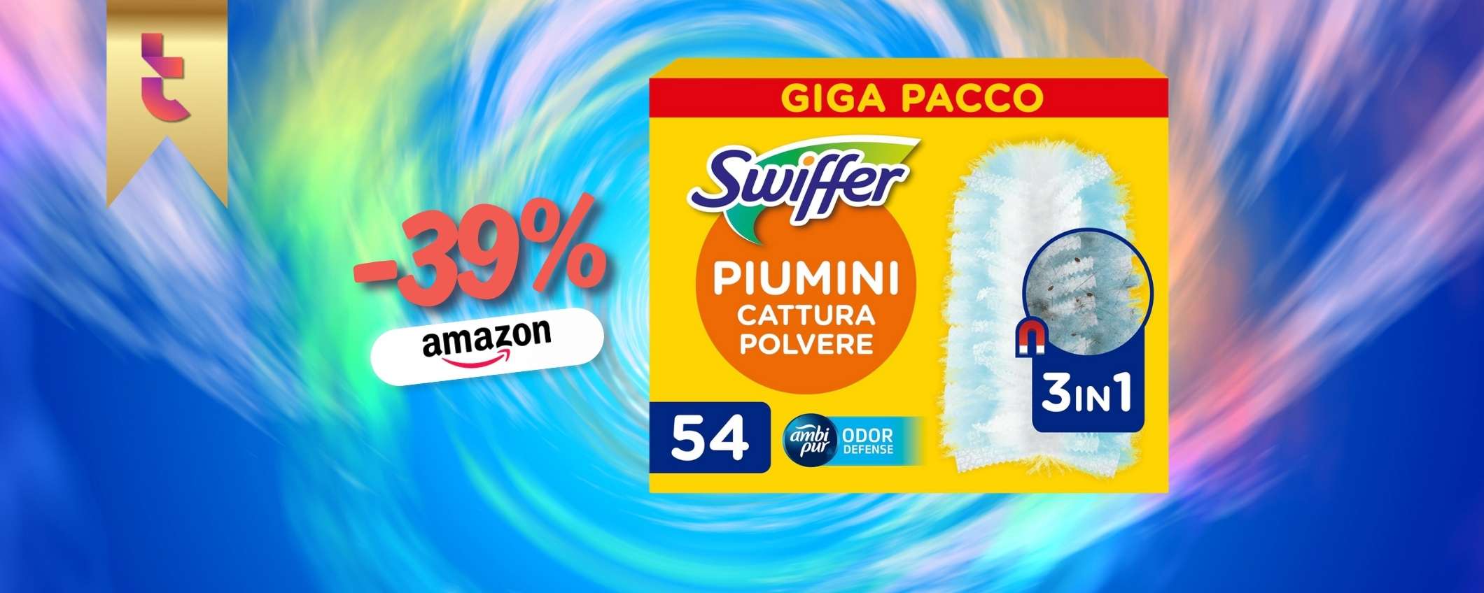 Giga pacco per Swiffer Duster, i piumini per casa senza polvere (-39%) Giga pacco per Swiffer Duster, i piumini per casa senza polvere (-39%)