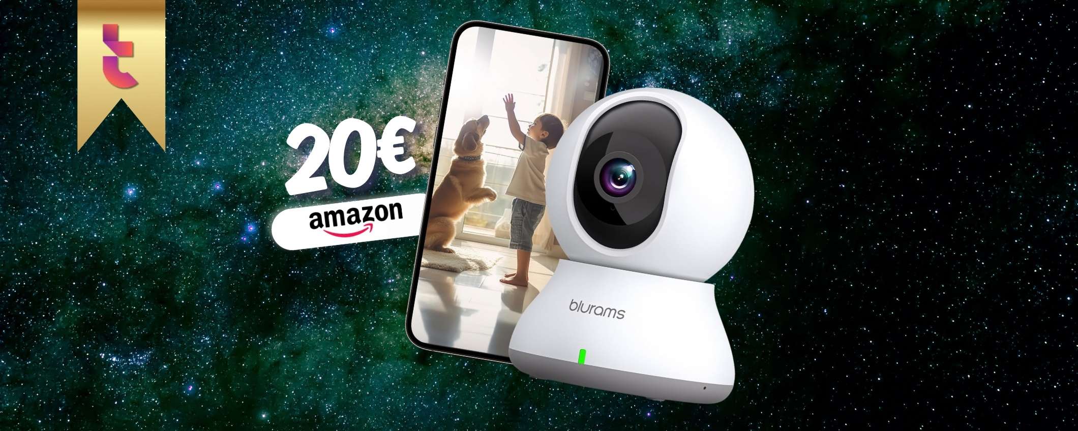 Telecamera Wi-Fi Interno, visione 2K e 4 funzioni tech a soli 20€ Telecamera Wi-Fi Interno, visione 2K e 4 funzioni tech a soli 20€