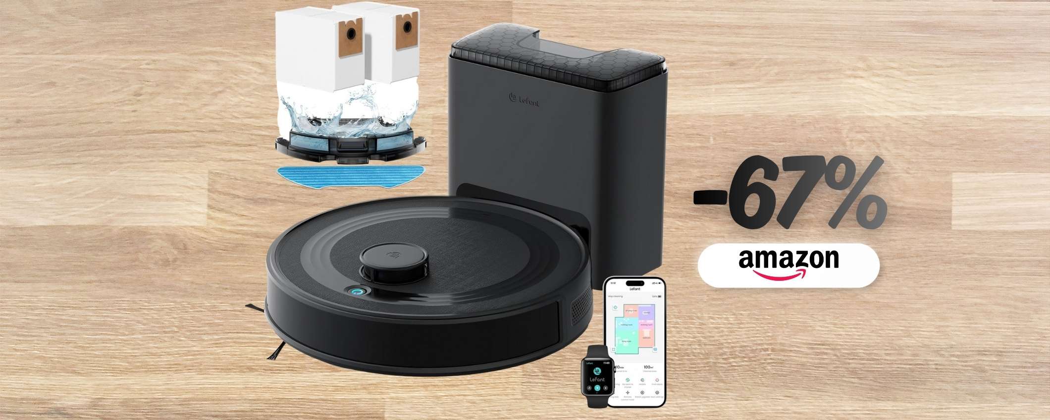 LEFANT M2 Plus aspira, lava e ha la stazione di ricarica: sconto 67%