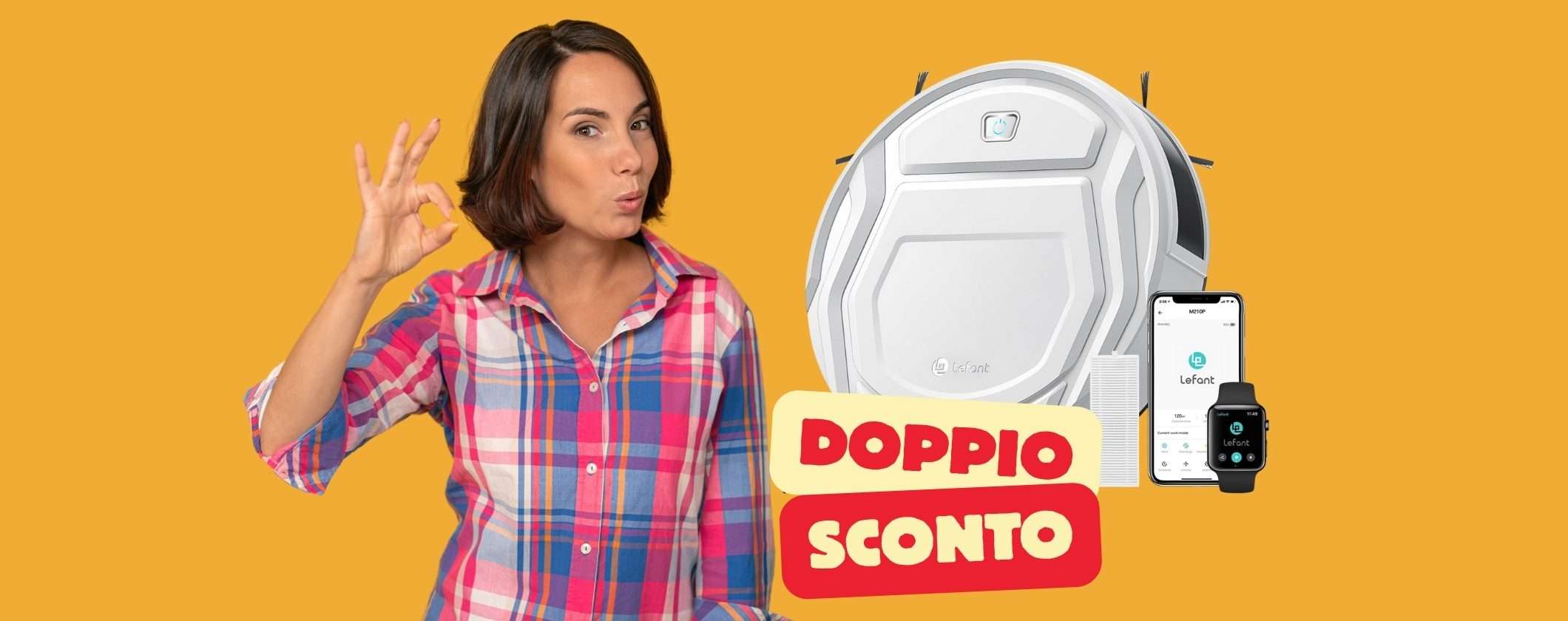 Doppio sconto folle su Amazon per il robot aspirapolvere LEFANT M210P (89€)