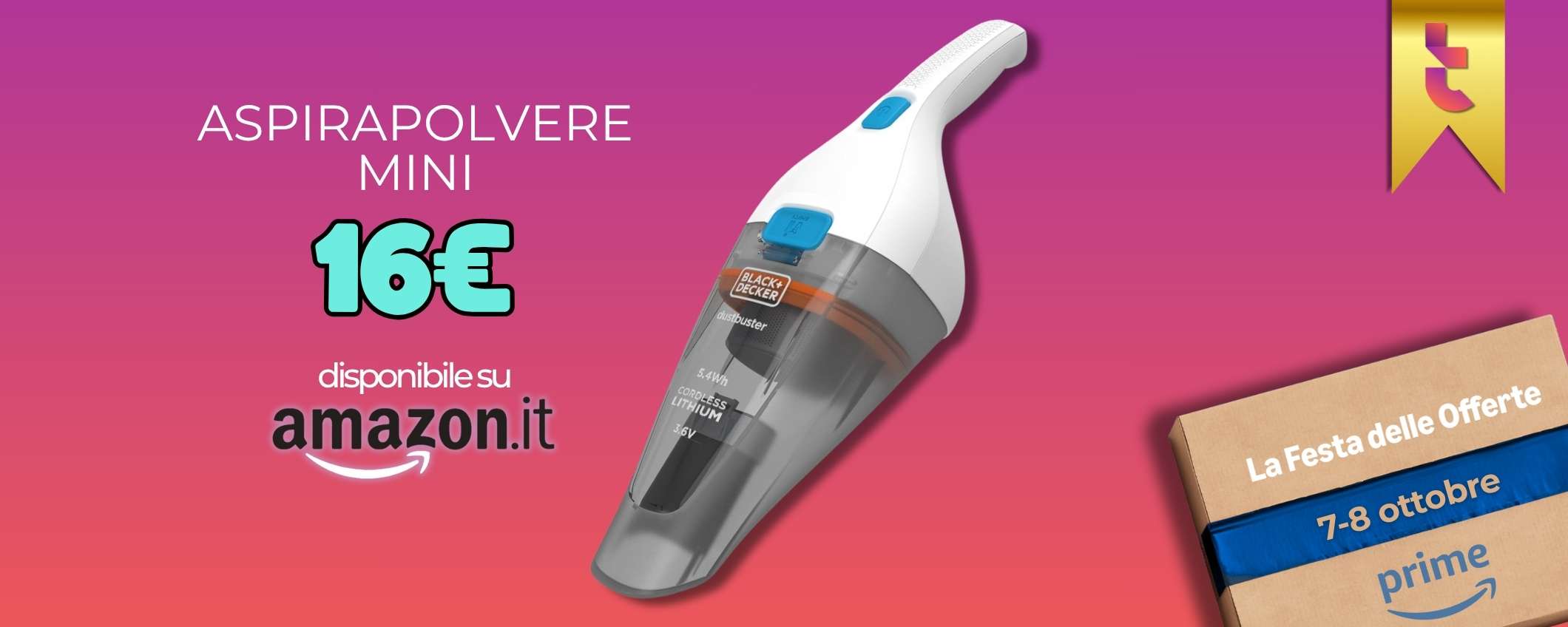 Aspirapolvere portatile? Viene spazzato via anche il prezzo, soli 16€