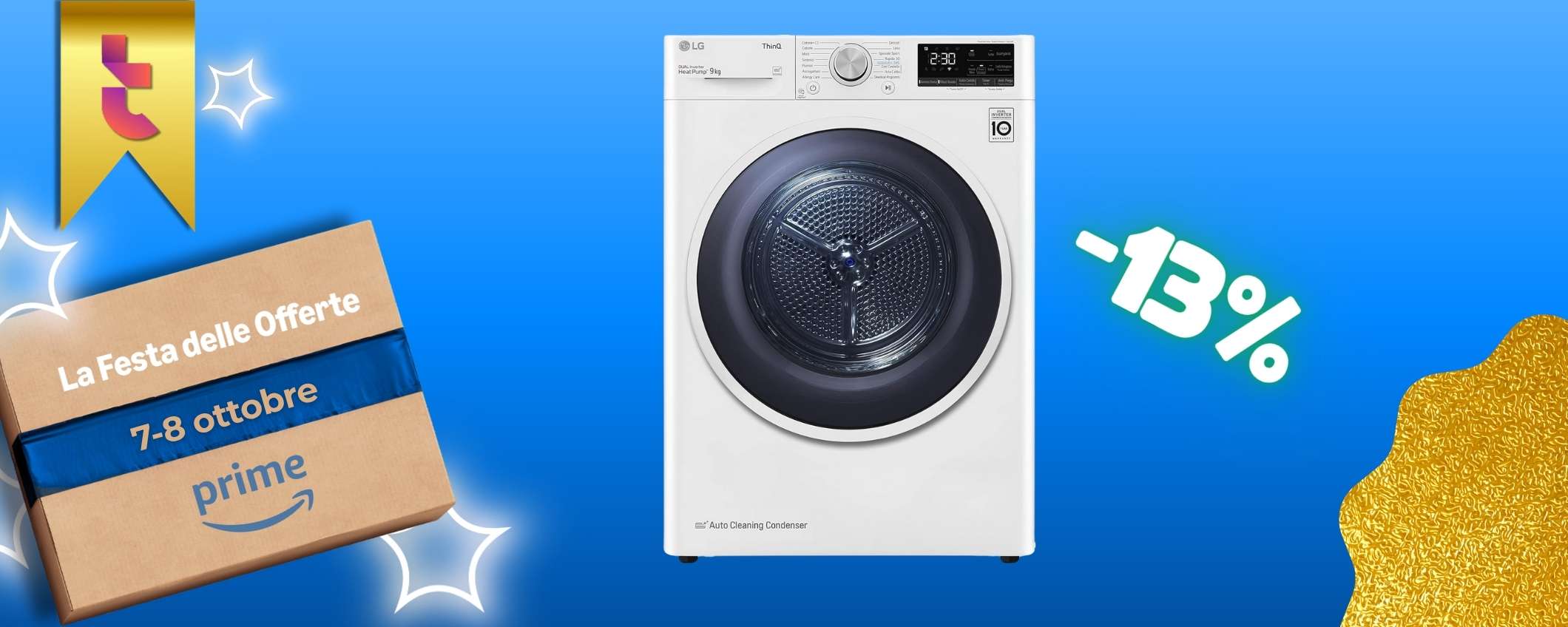 Asciugatrice SMART LG, 9KG di capienza e sistema Allergy Care (-13%) Asciugatrice SMART LG, 9KG di capienza e sistema Allergy Care (-13%)