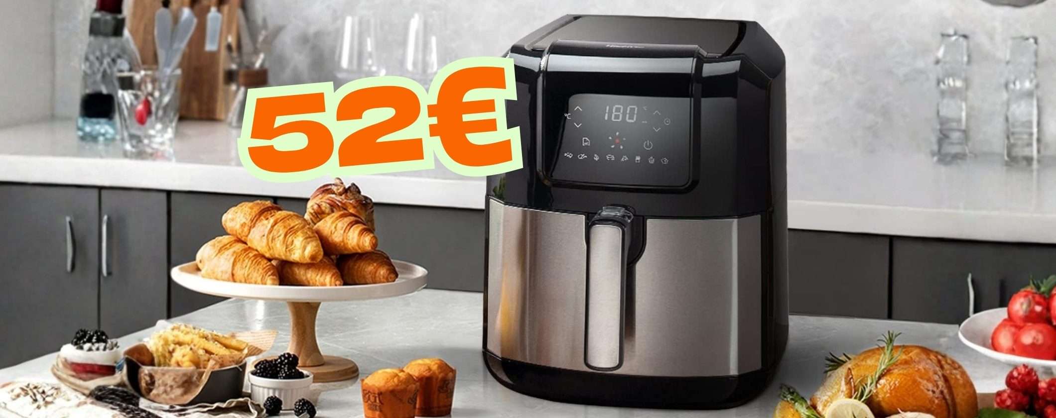 Friggitrice ad aria Hisense da 5L con 8 programmi e display touch a soli 52€ Friggitrice ad aria Hisense da 5L con 8 programmi e display touch a soli 52€