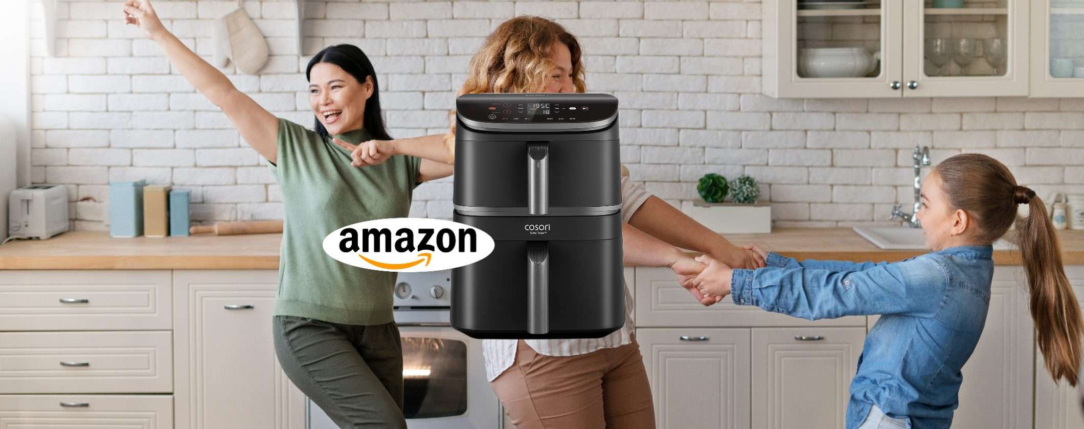 Friggitrice ad Aria Salvaspazio 2 Cestelli in super offerta su Amazon