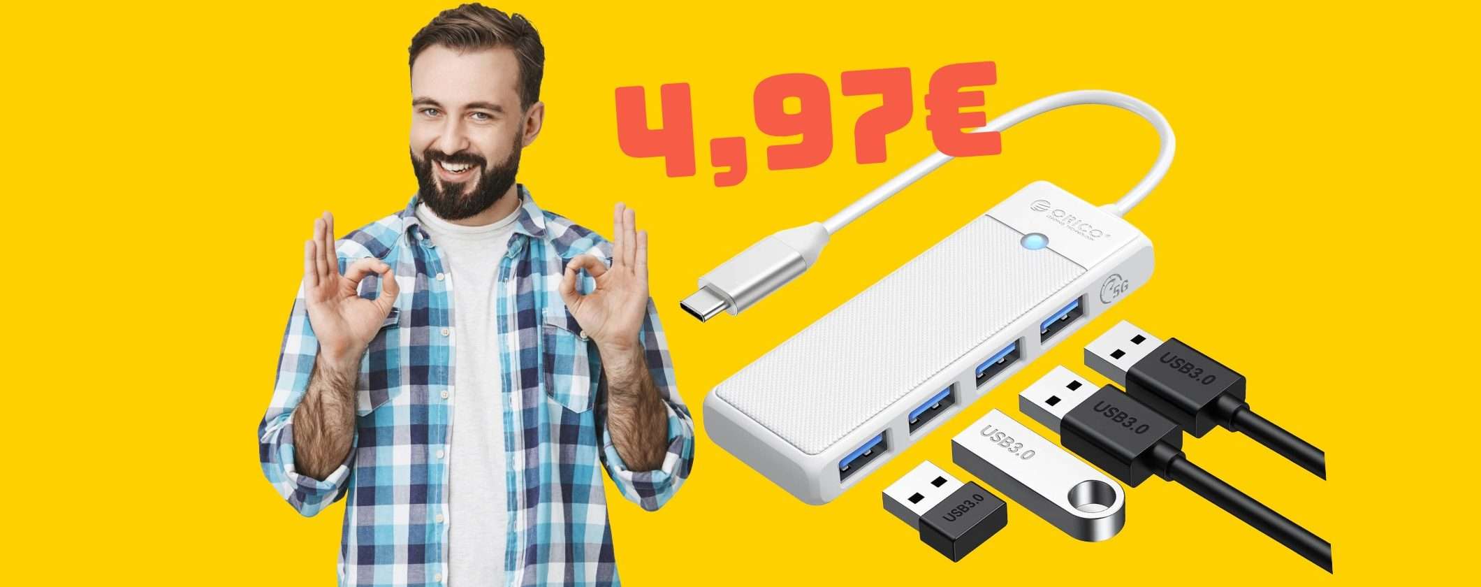Hub USB 4 in 1 per aumentare le porte del tuo PC a una cifra ridicola, solo 4,97€ Hub USB 4 in 1 per aumentare le porte del tuo PC a una cifra ridicola, solo 4,97€