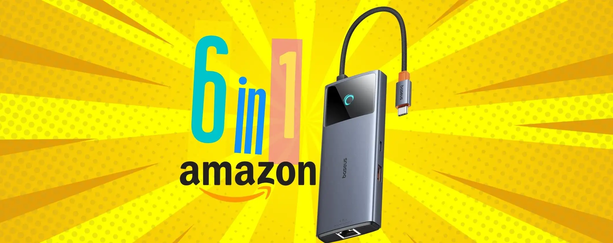 Hub USB Baseus (HDMI, 2 USB-A, USB-C, PD 100W, Ethernet) a pochissimo Hub USB Baseus (HDMI, 2 USB-A, USB-C, PD 100W, Ethernet) a pochissimo