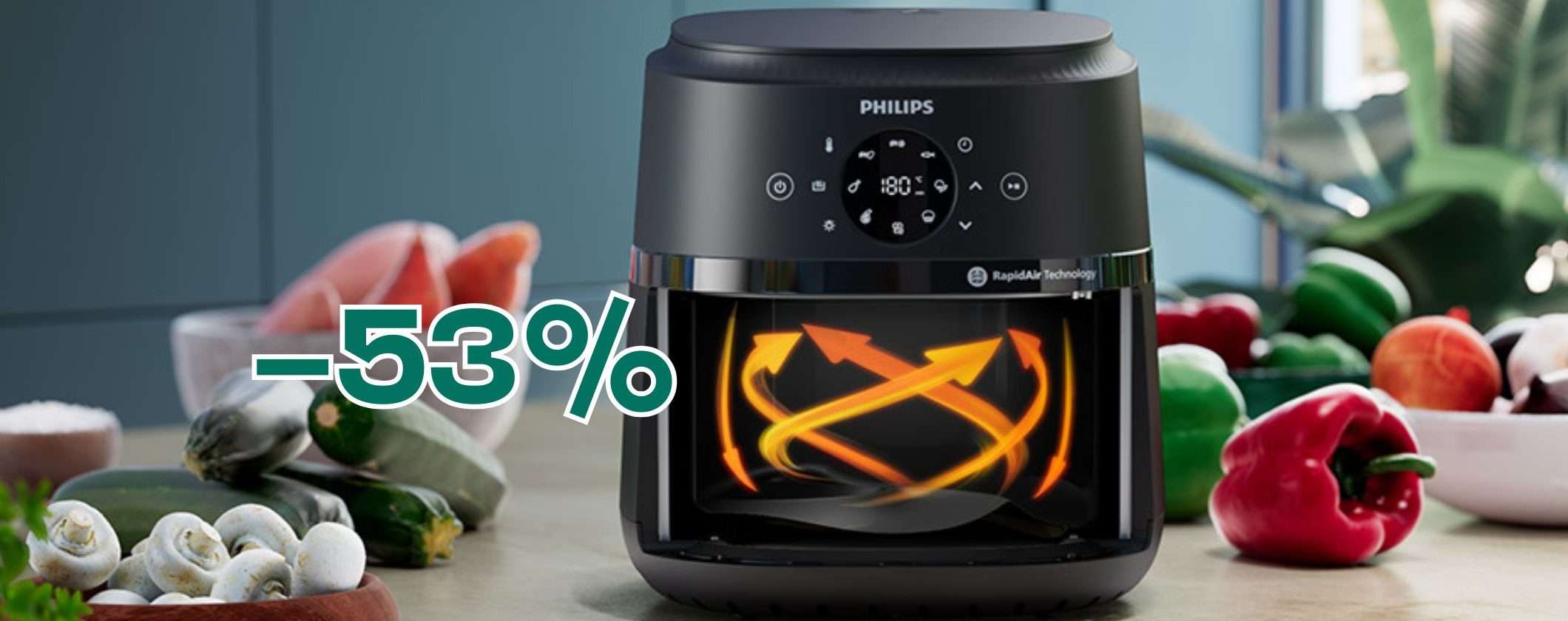 La Friggitrice ad Aria Airfryer Serie 5000 L PHILIPS è al 53% di sconto su Amazon La Friggitrice ad Aria Airfryer Serie 5000 L PHILIPS è al 53% di sconto su Amazon