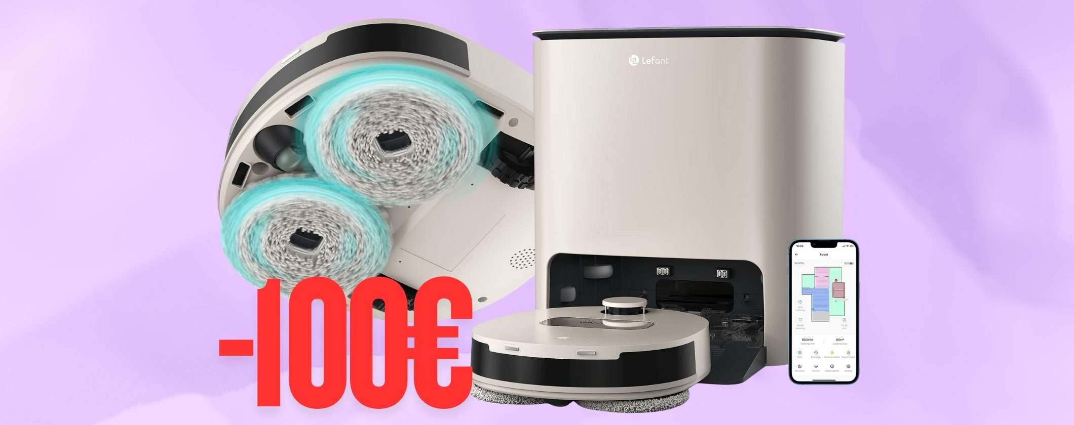LEFANT T1: robot lavapavimenti con base autopulente a 100€ in meno