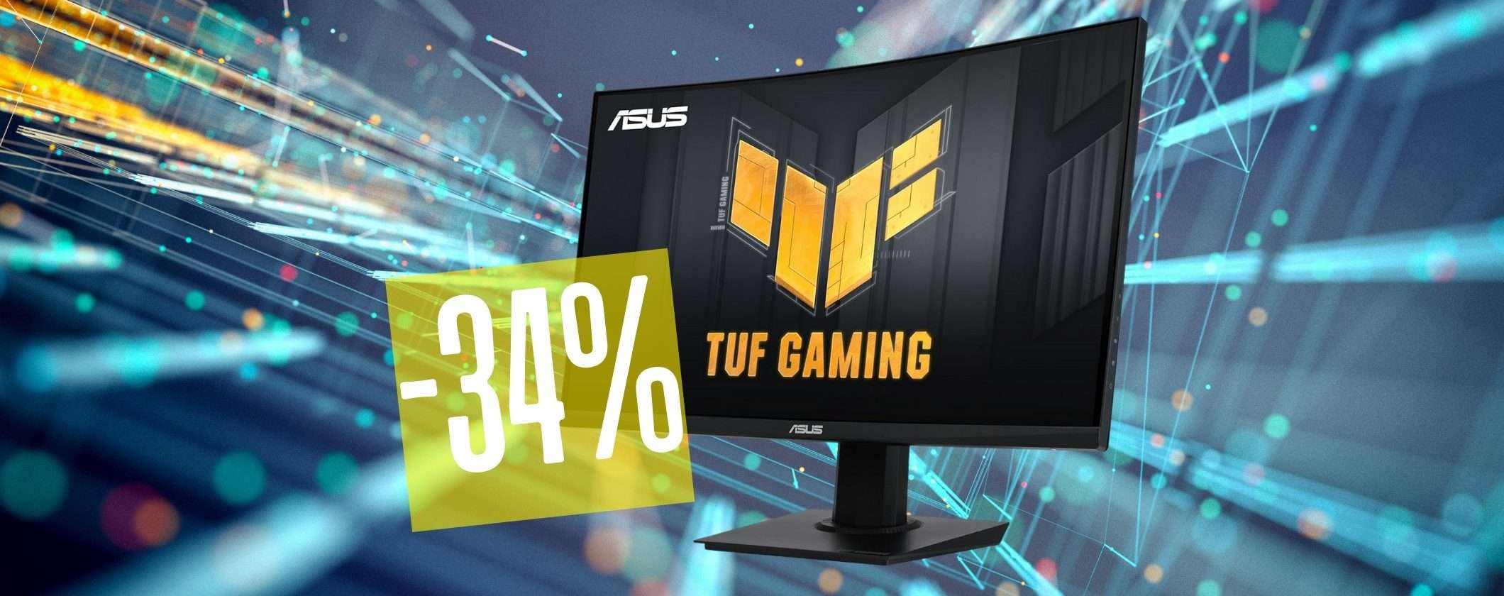 Monitor ASUS TUF Gaming curvo da 24 pollici con risposta di 1ms in offerta a 99€ Monitor ASUS TUF Gaming curvo da 24 pollici con risposta di 1ms in offerta a 99€