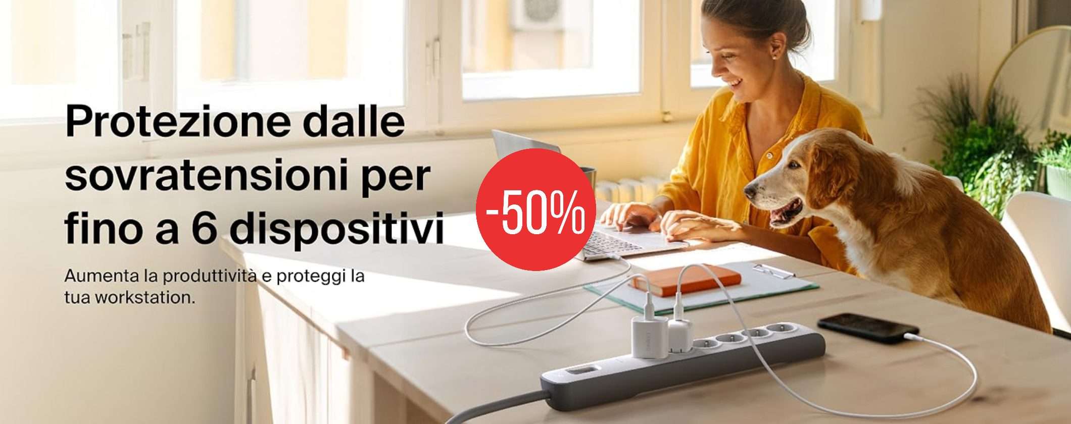 Sicurezza e risparmio! Ciabatta Belkin con 6 prese protette a soli 14€ (metà prezzo) Sicurezza e risparmio! Ciabatta Belkin con 6 prese protette a soli 14€ (metà prezzo)