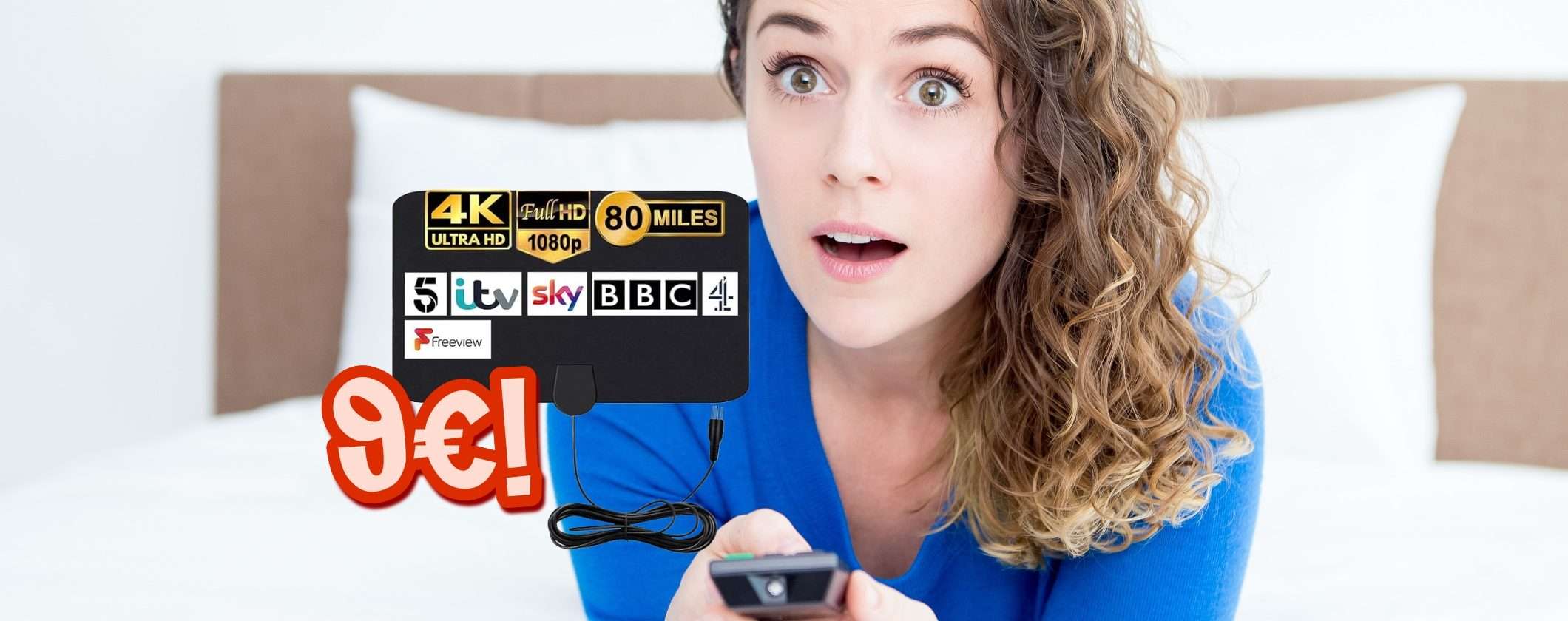 Solo 9€ per vedere tutti i canali grazie a questa Antenna TV Digitale da interno