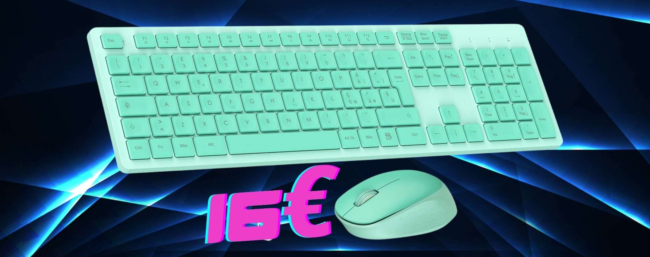 Tastiera e mouse wireless a 16€ su Amazon: massima resa con minima spesa