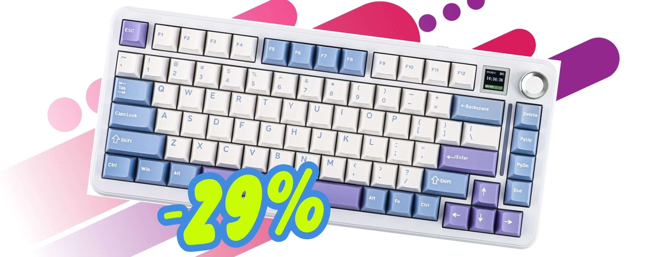 Tastiera wireless da gaming con display e manopola in super sconto