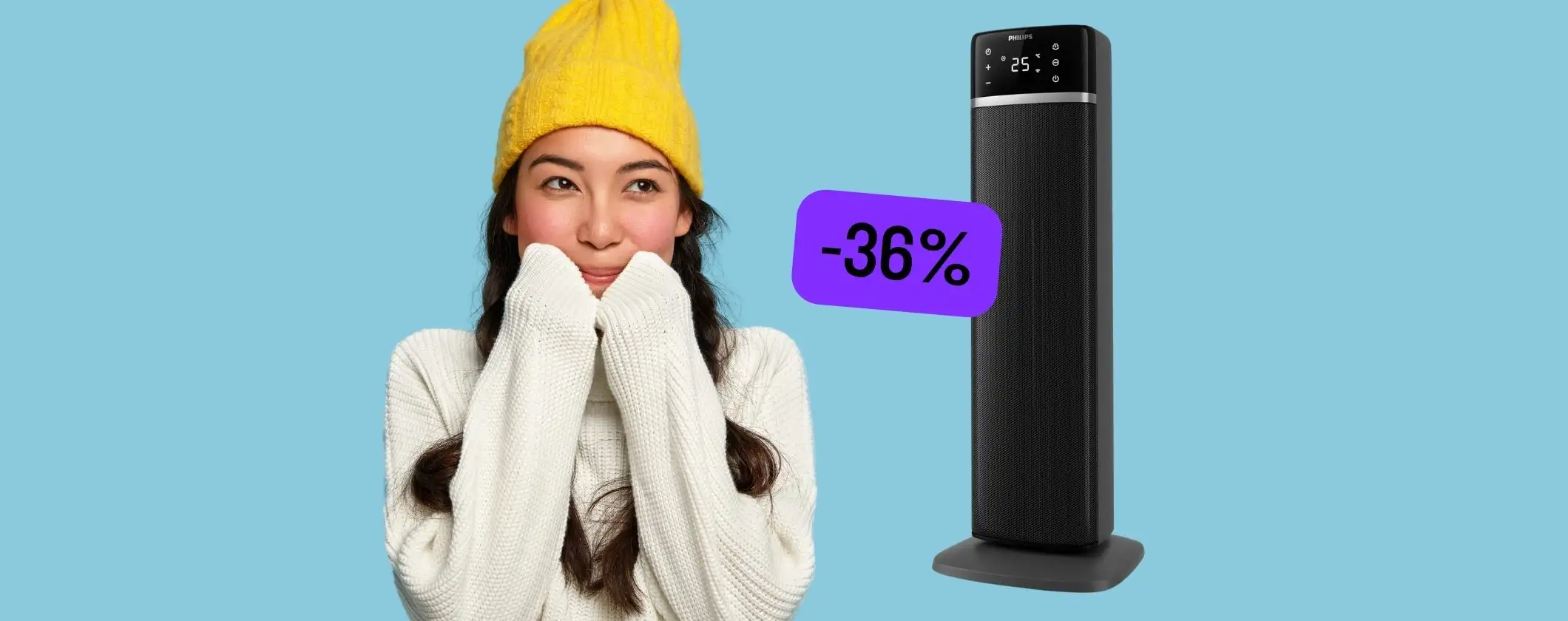 Termoventilatore a torre Philips Serie 5000: risparmio energetico e caldo super