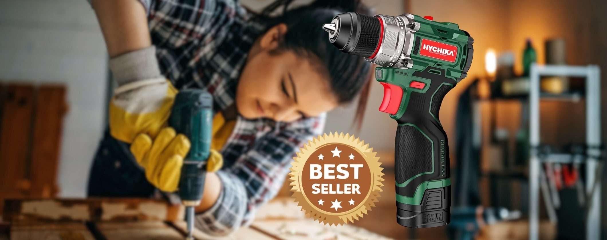 Trapano avvitatore a batteria HYCHIKA con accessori inclusi in offerta a tempo Trapano avvitatore a batteria HYCHIKA con accessori inclusi in offerta a tempo