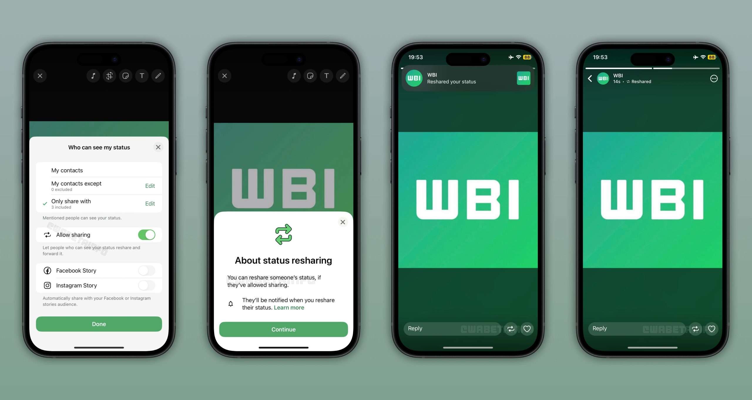 whatsapp condivisione aggiornamenti di stato