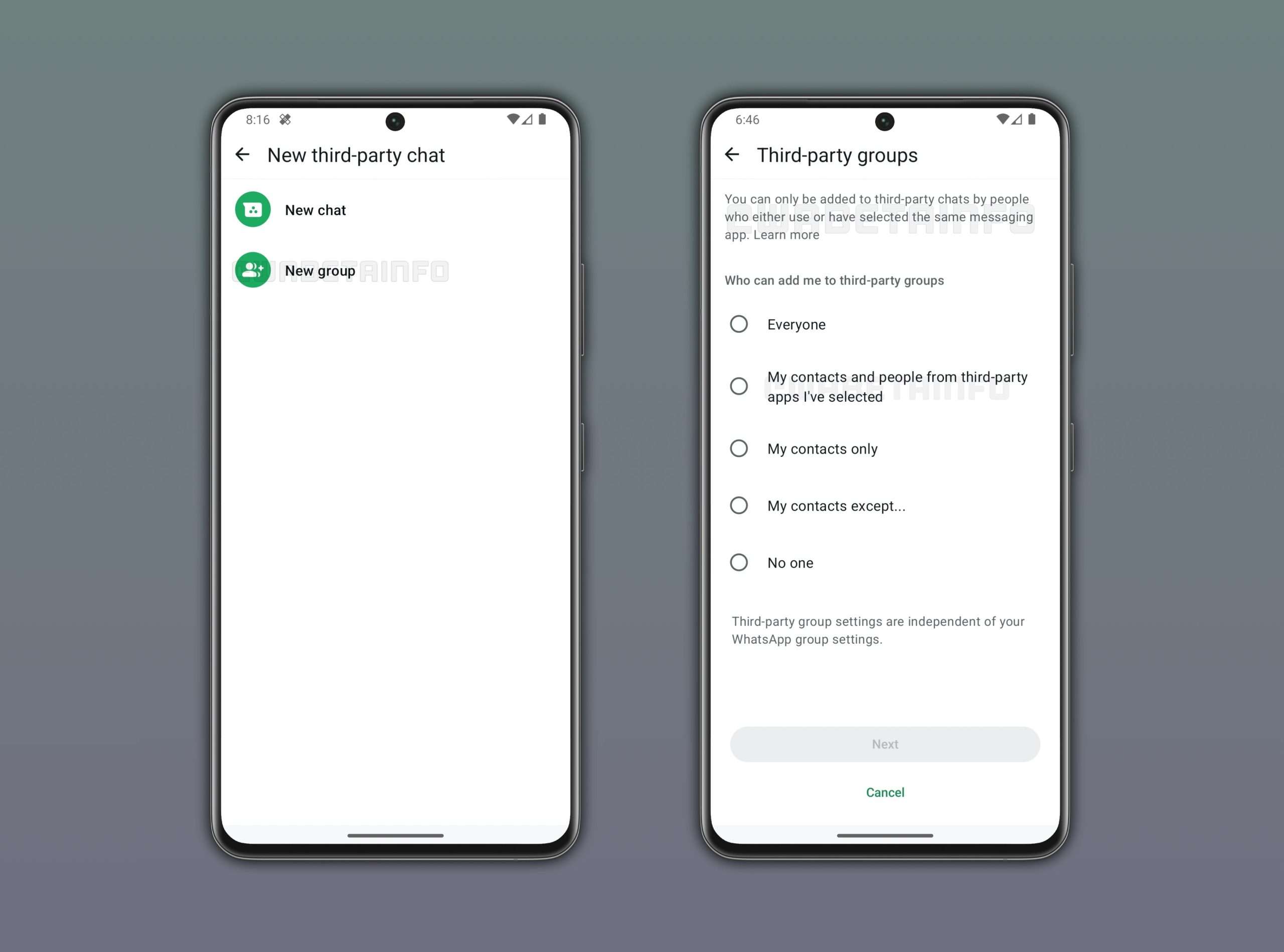 whatsapp gruppo terze parti