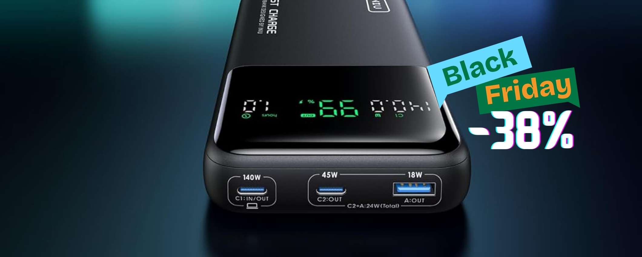 Super Power Bank 27k mAh, con 140W di potenza lo usi sul MacBook