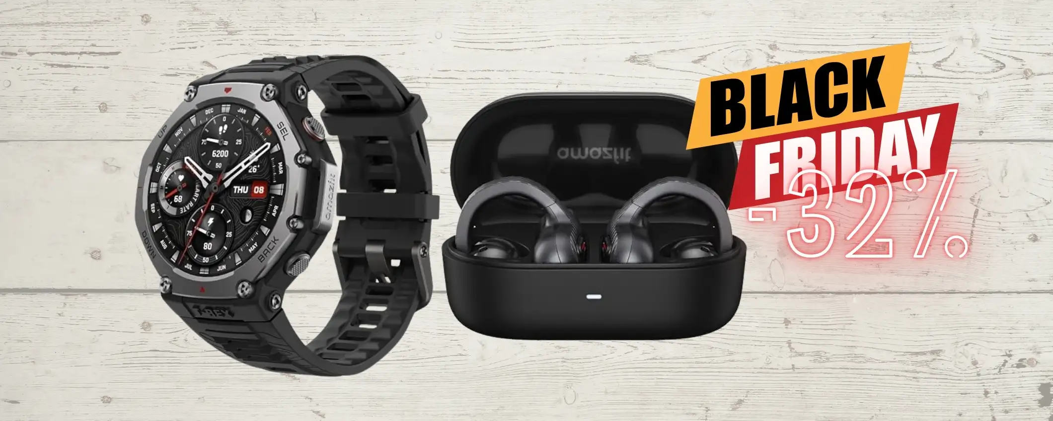 Con Amazfit Up + Amazfit T-Rex 3 Outdoor pronti per ogni avventura (-32%)