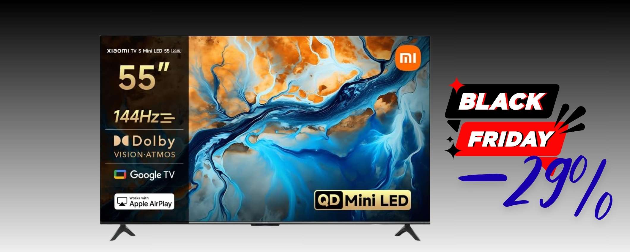 Xiaomi TV S Mini LED 55 svenduta al Black Friday: cinema da salotto