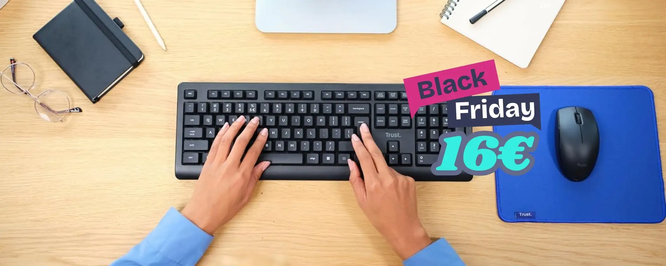 Trust Primo rende la scrivania senza fili: set tastiera + mouse a 16€