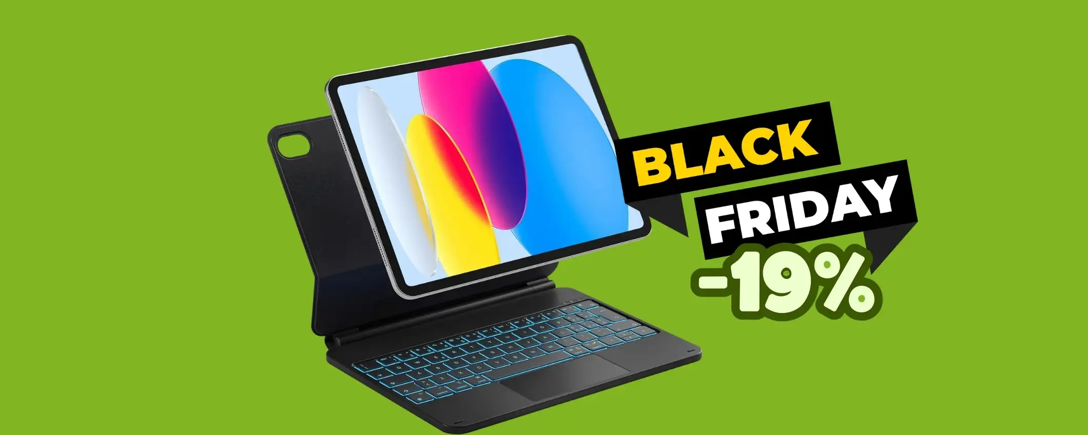 Custodia magnetica con tastiera: il tuo iPad diventa portatile (-19%)