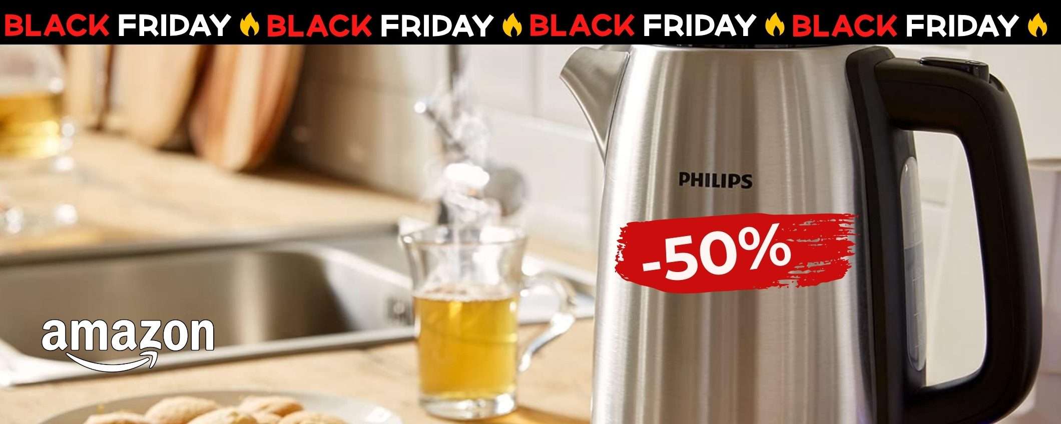 Bollitore Elettrico Philips in acciaio inox: a 19,99€ è REGALATO (sconto del 50% Amazon)