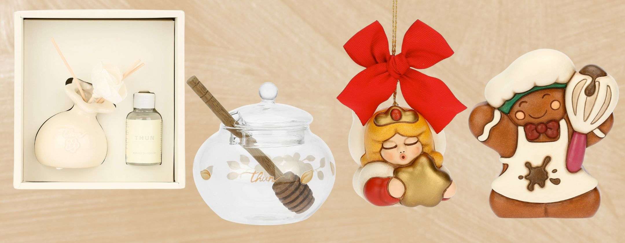 Confezione Regalo THUN Con Pandorino E Addobbo In Porcellana - 14.5x8x21 Cm, Idea Regalo Natalizia Elegante