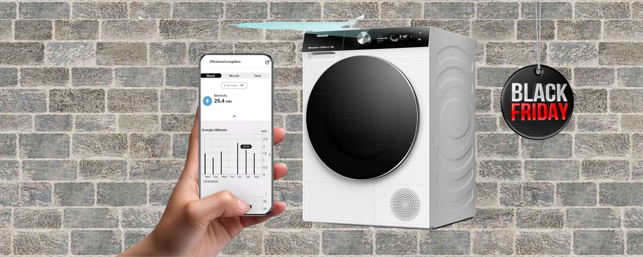 Asciugatrice Hisense 10KG in SOTTOCOSTO con funzione vapore: solo Amazon