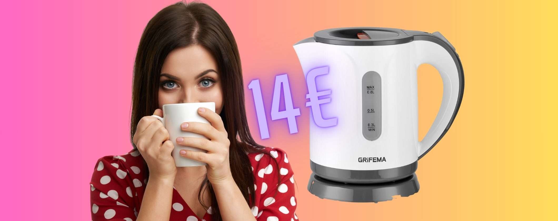 Bollitore elettrico compatto con filtro per scaldare l'acqua in un attimo (14€)