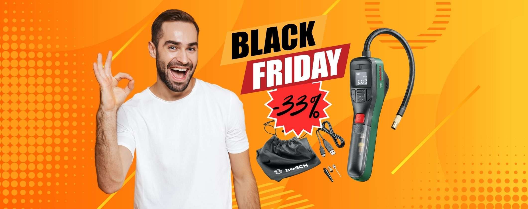 Bosch: mini compressore elettrico portatile da avere sempre con sé (-33%)