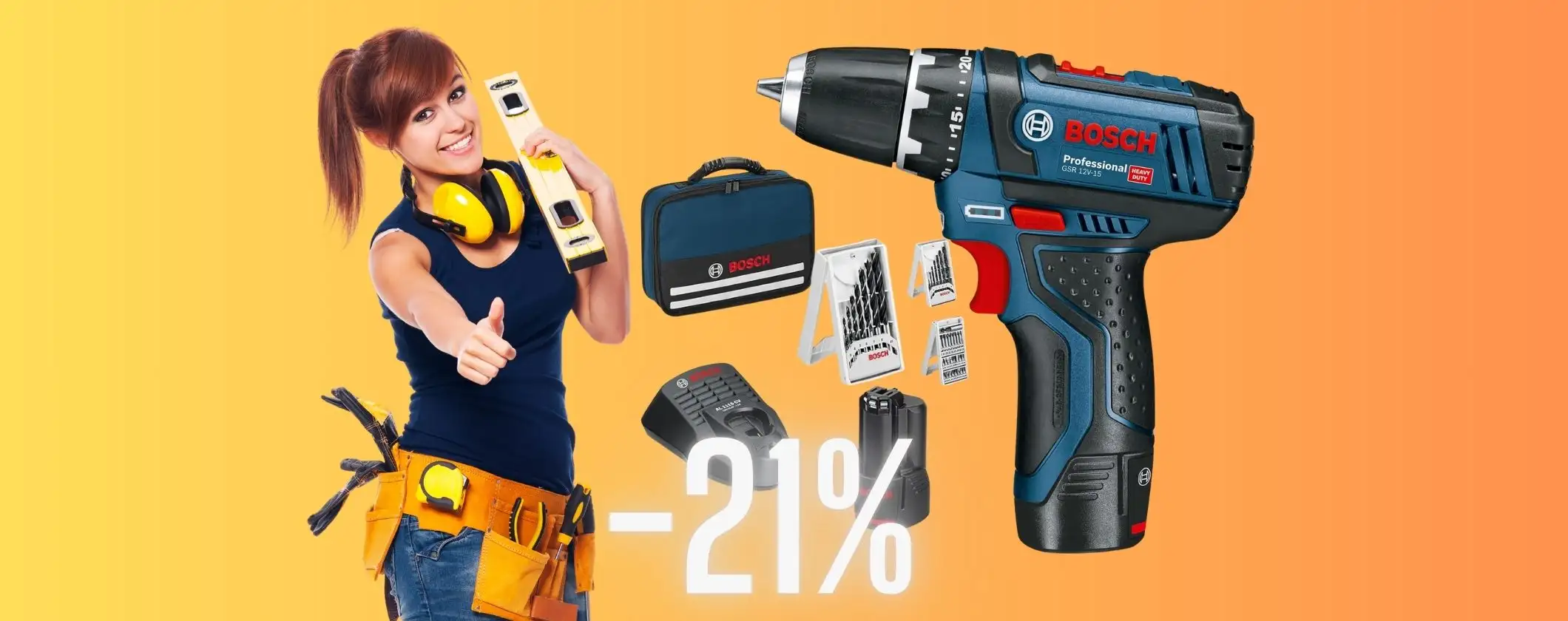 Bosch Professional: trapano avvitatore con valigetta e accessori a un super prezzo