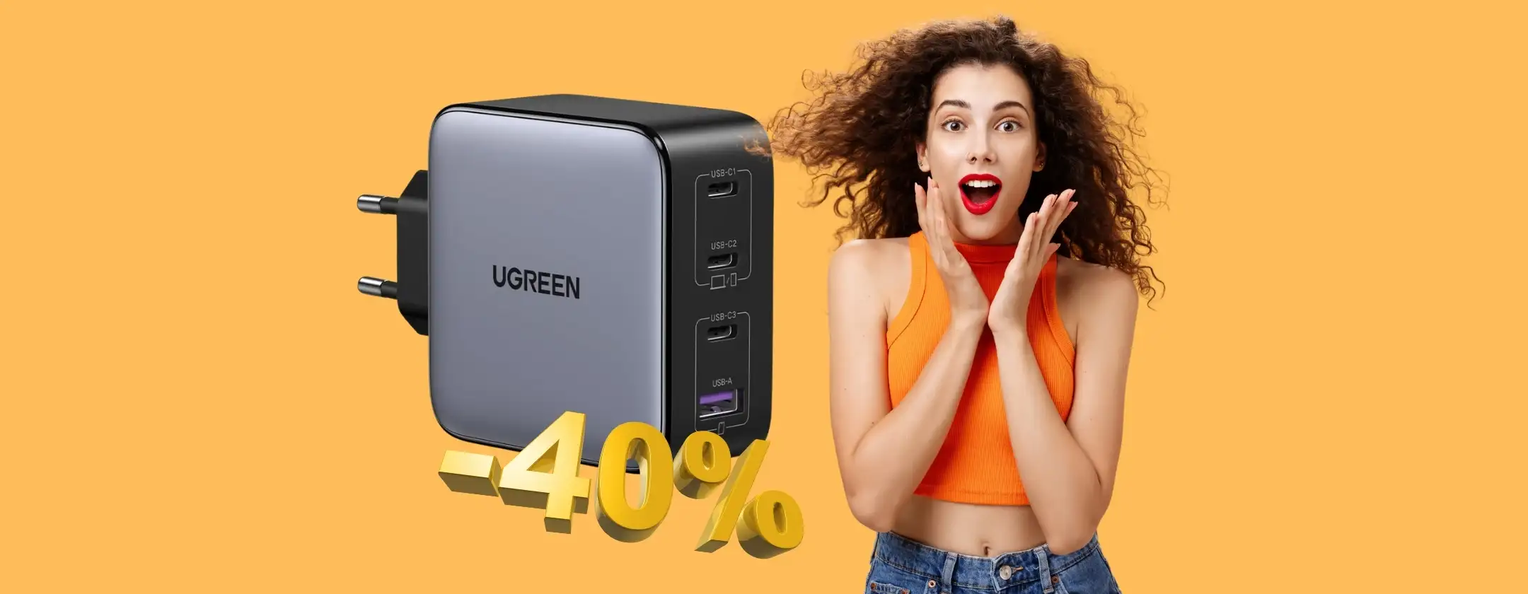 Caricatore a muro potentissimo da 100W e 4 porte USB in sconto al 40%