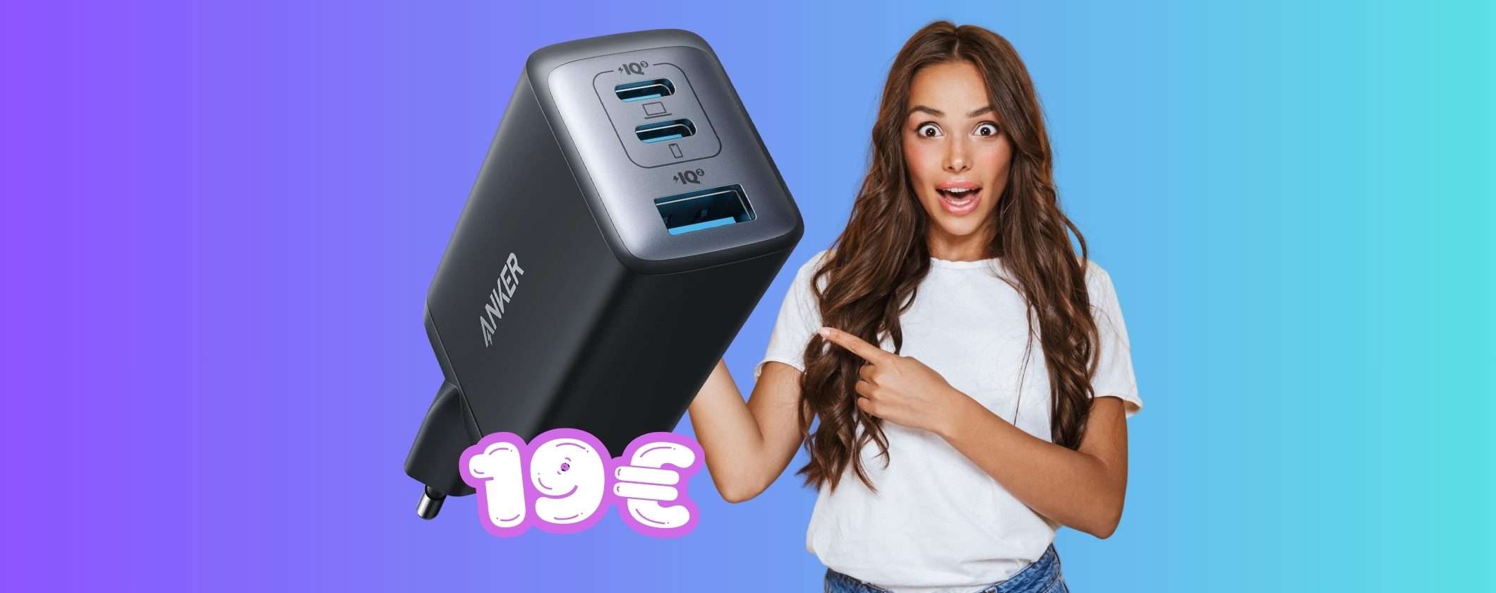 Caricatore USB da 65W con 3 porte  in doppio sconto al Black Friday