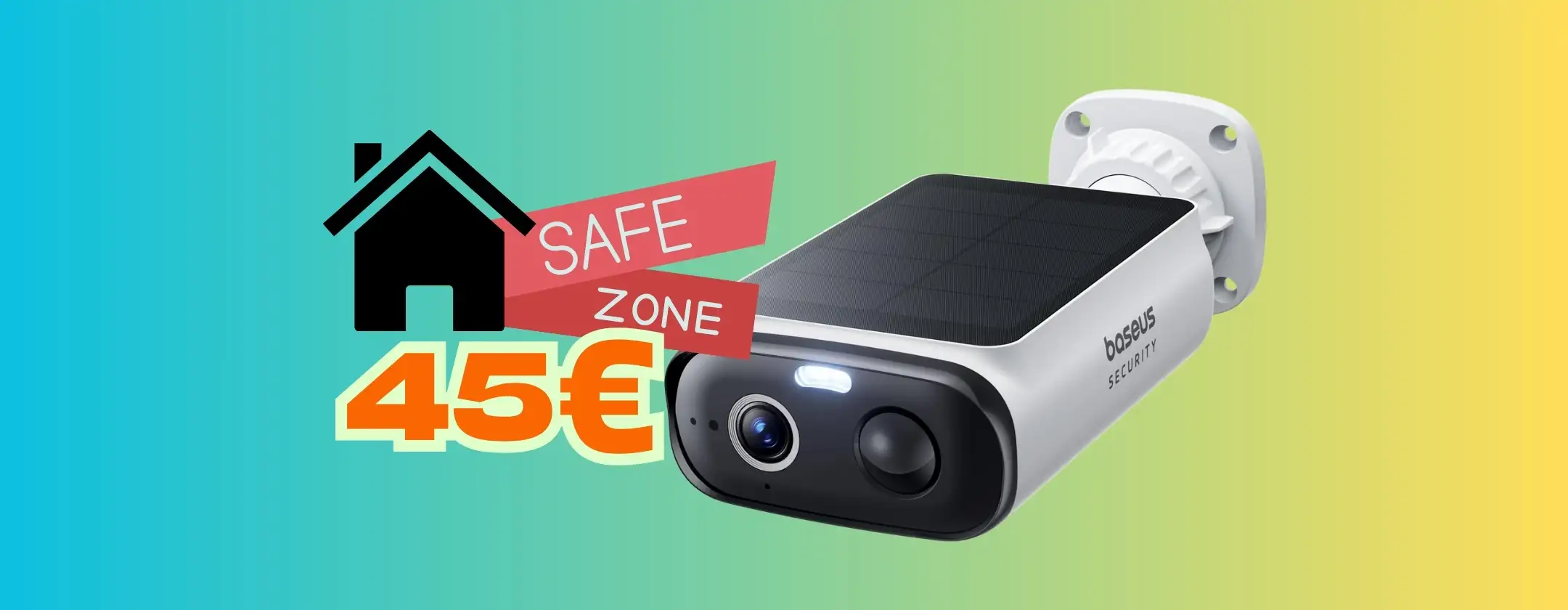 Casa sicura con la telecamera WiFi per esterno con pannello solare Baseus (45€)