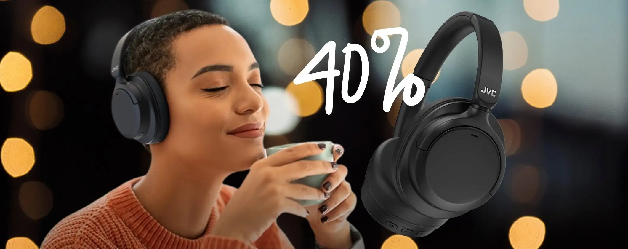 Cuffie wireless JVC con autonomia fino a 50 ore in sconto del 40%