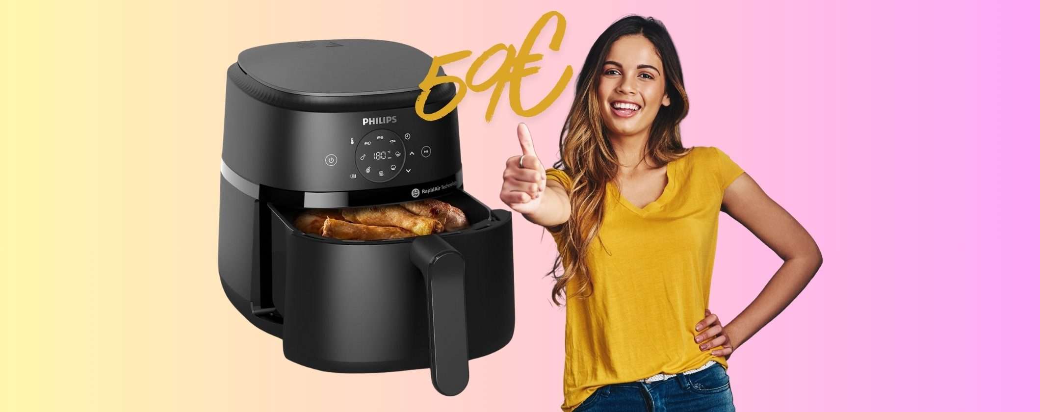 Friggitrice ad aria Philips da 4,2L con 9 funzioni: oggi è da prendere al volo (59€)