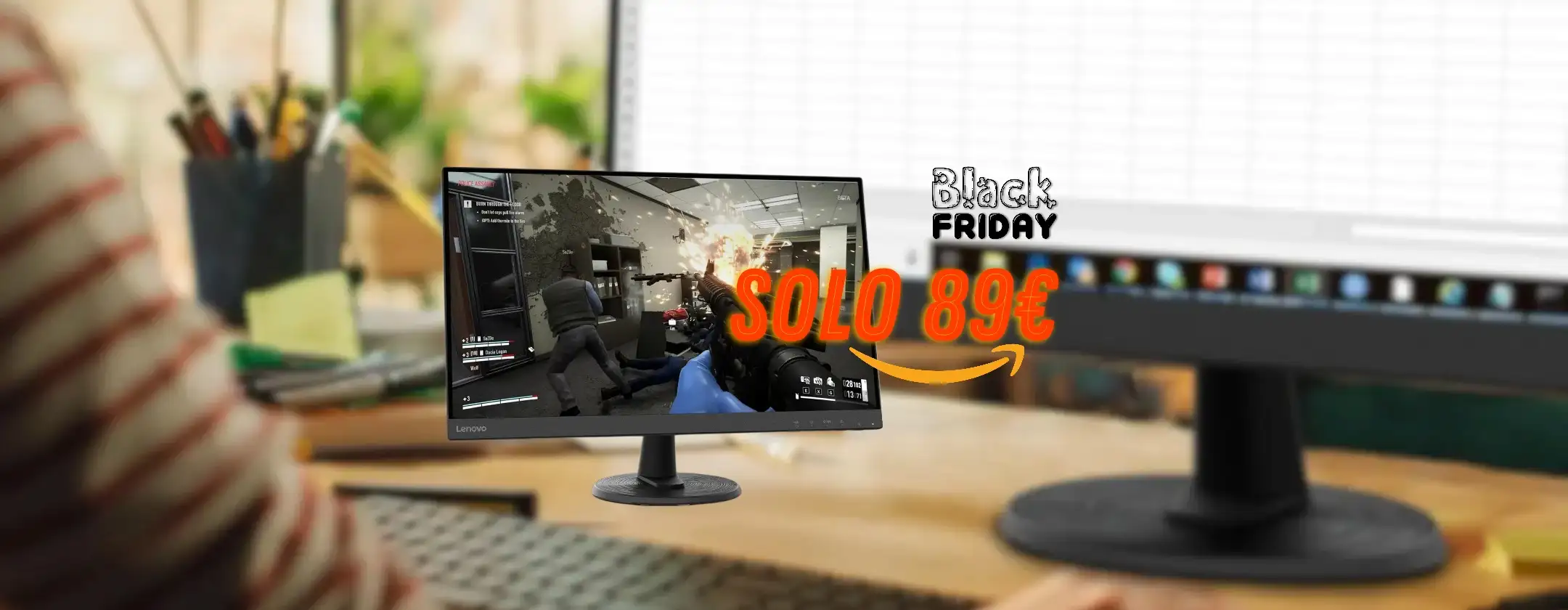 Il Monitor Lenovo D27-45 è tuo a soli 89€ con il Black Friday Anticipato di Amazon