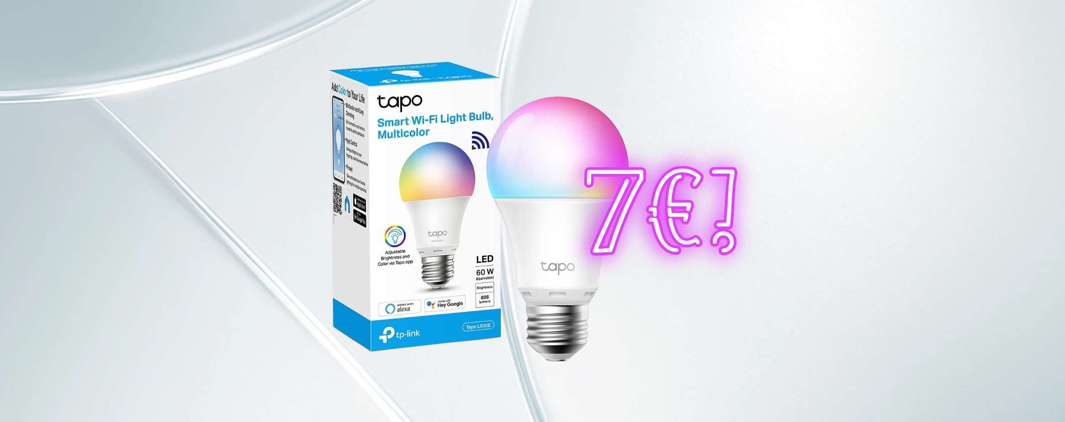 La Lampadina Smart Tapo crolla a 7€ su Amazon per il Black Friday