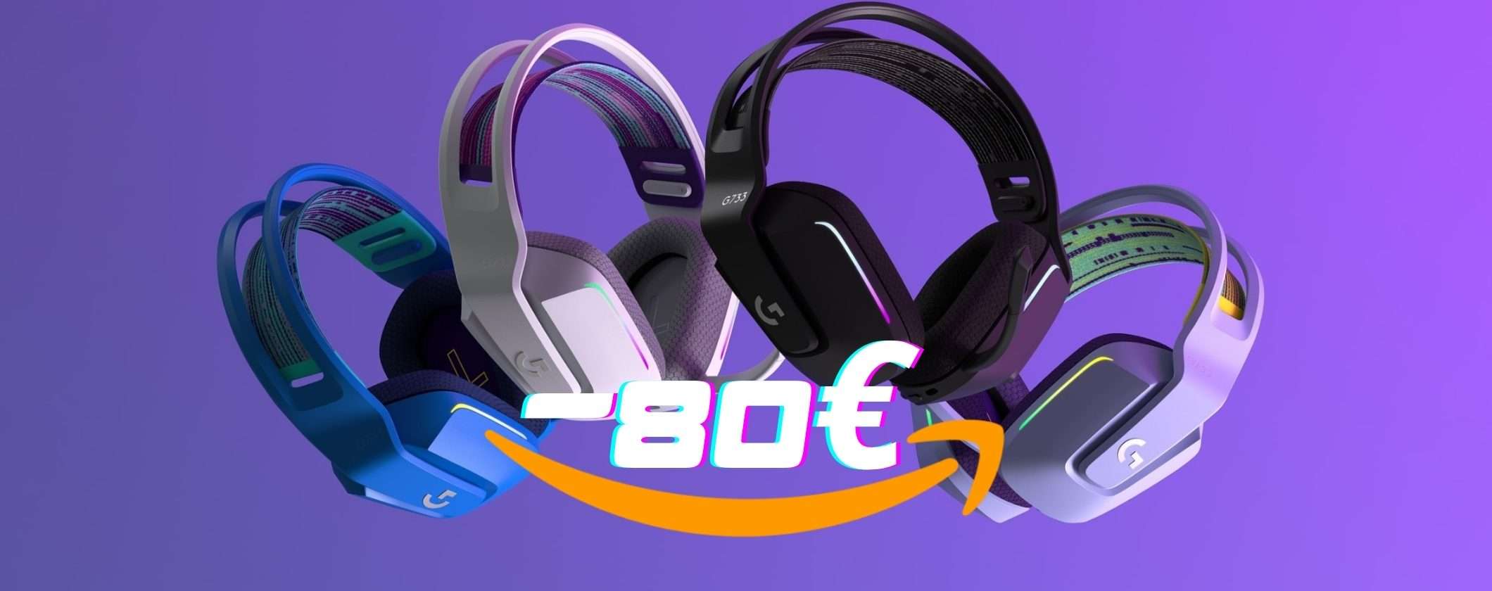 Logitech G733 LIGHTSPEED: cuffie wireless da gaming con microfono (-80€)