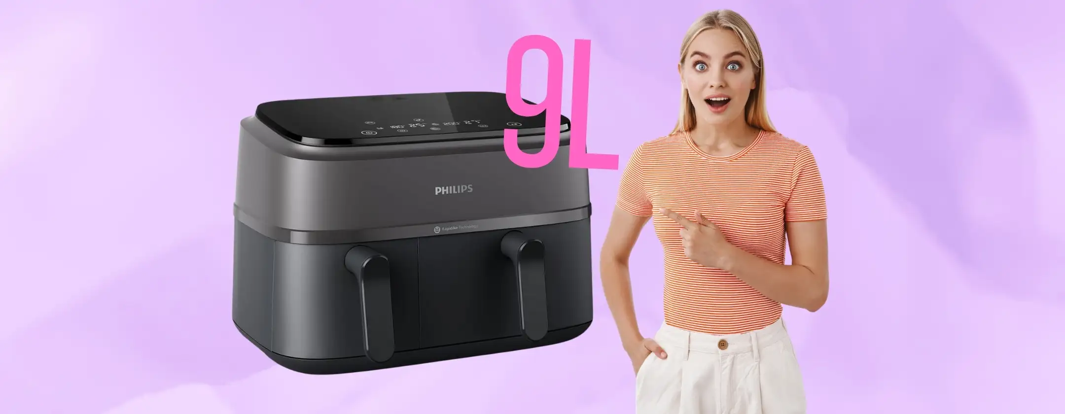 Philips Airfryer Serie 3000 da 9L con doppio cestello: cucina senza cattivi odori