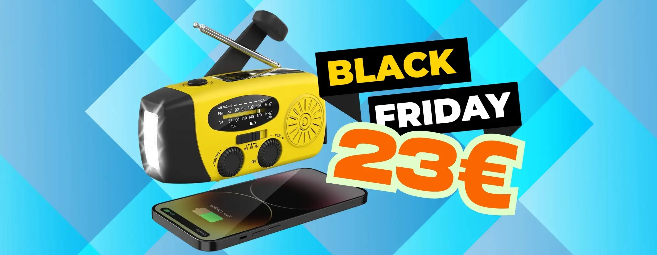 Radio di emergenza a energia solare, torcia e Power Bank: 3 in 1 a soli 23€