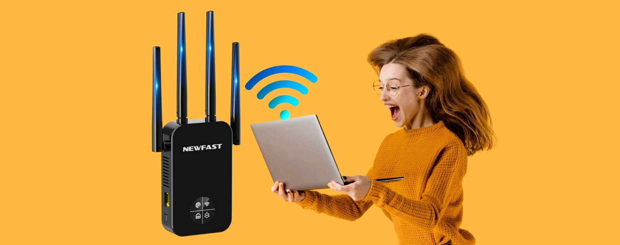 Ripetitore WiFi per Internet velocissima in qualsiasi punto di casa (39€)