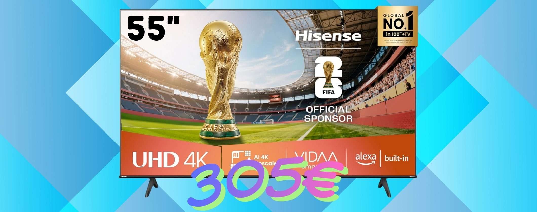 Smart TV Hisense da 55 pollici 4K UHD a un prezzo da svenimento su Amazon