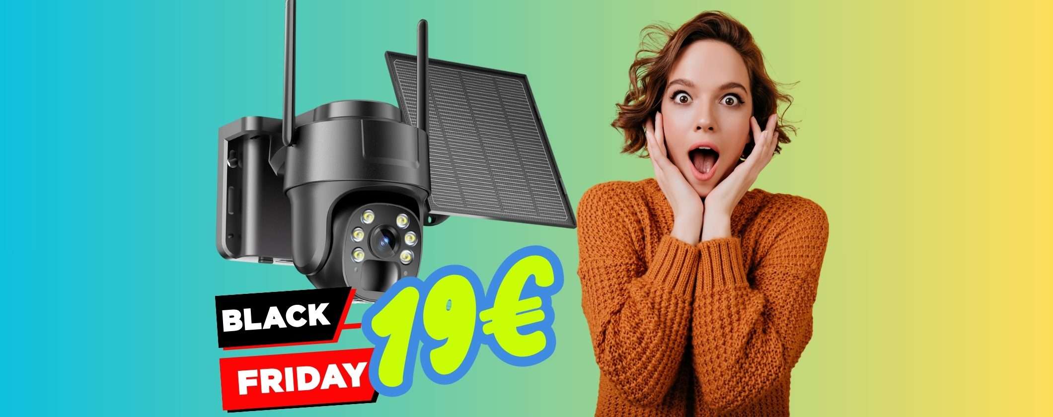 Telecamera 4G LTE con pannello solare a soli 19€ al Black Friday, best buy
