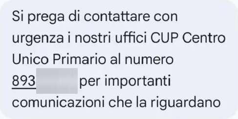 truffa telefonica CUP sms truffa telefonica CUP sms