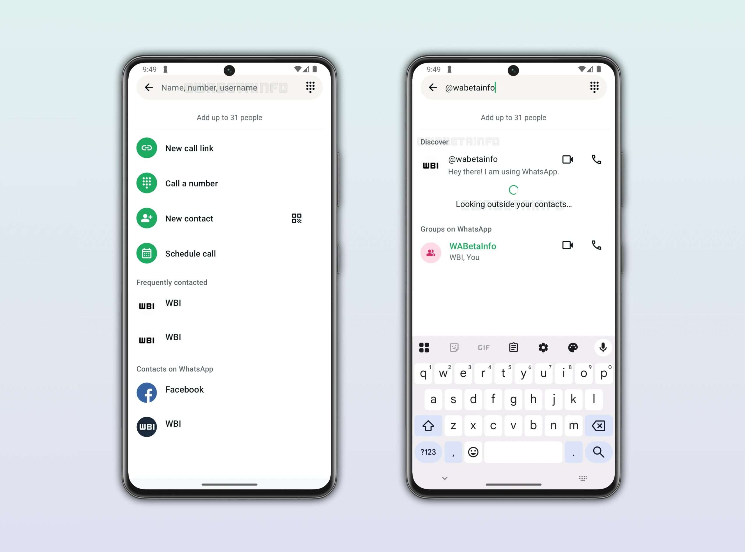 whatsapp chiamate nome utente