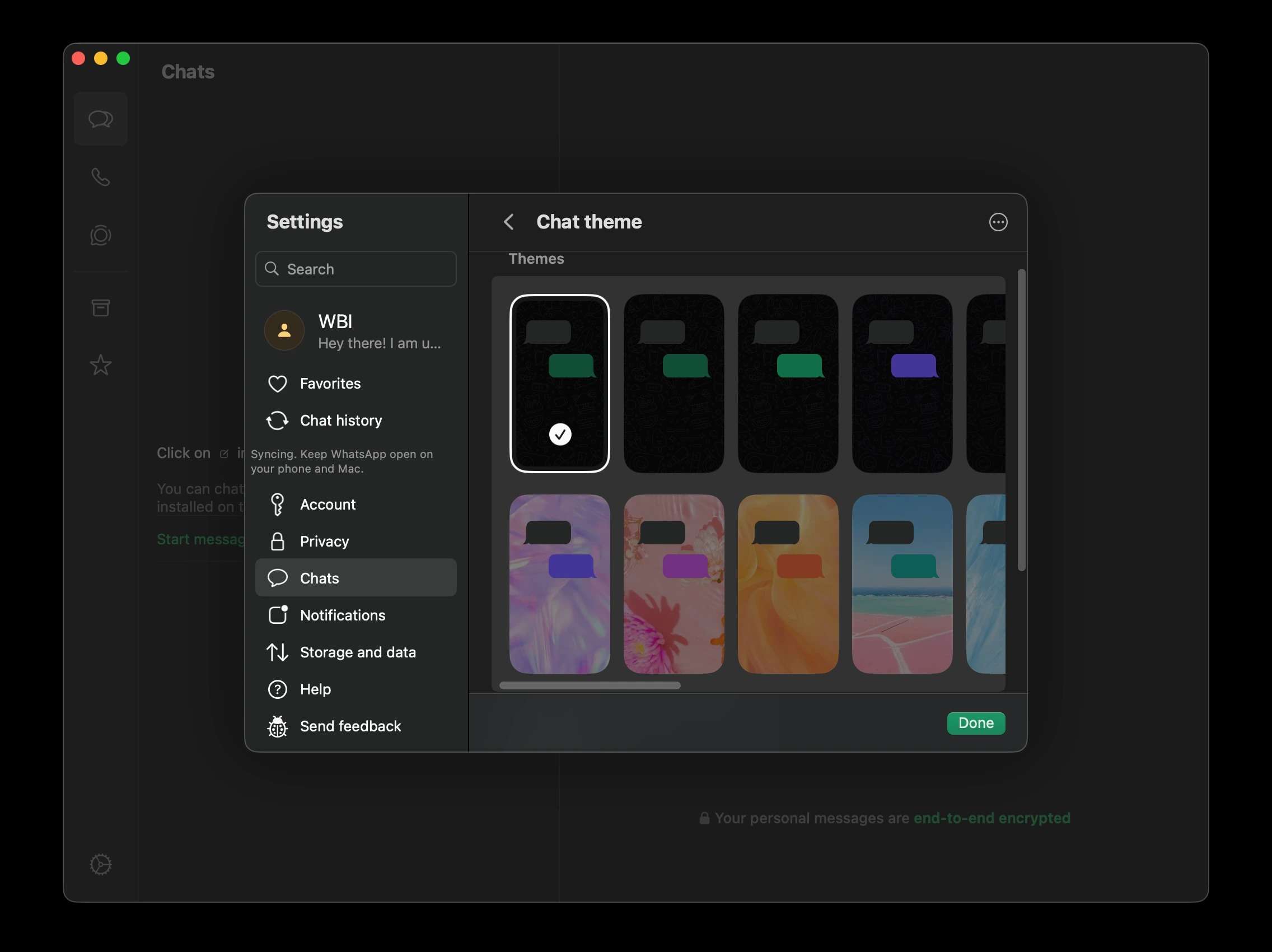 whatsapp per mac temi chat