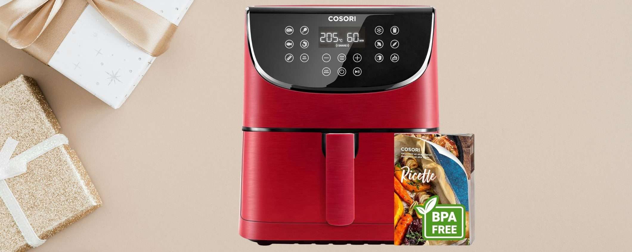 Friggitrice ad aria COSORI con ricettario: maxi sconto (-40%) per il regalo di Natale perfetto
