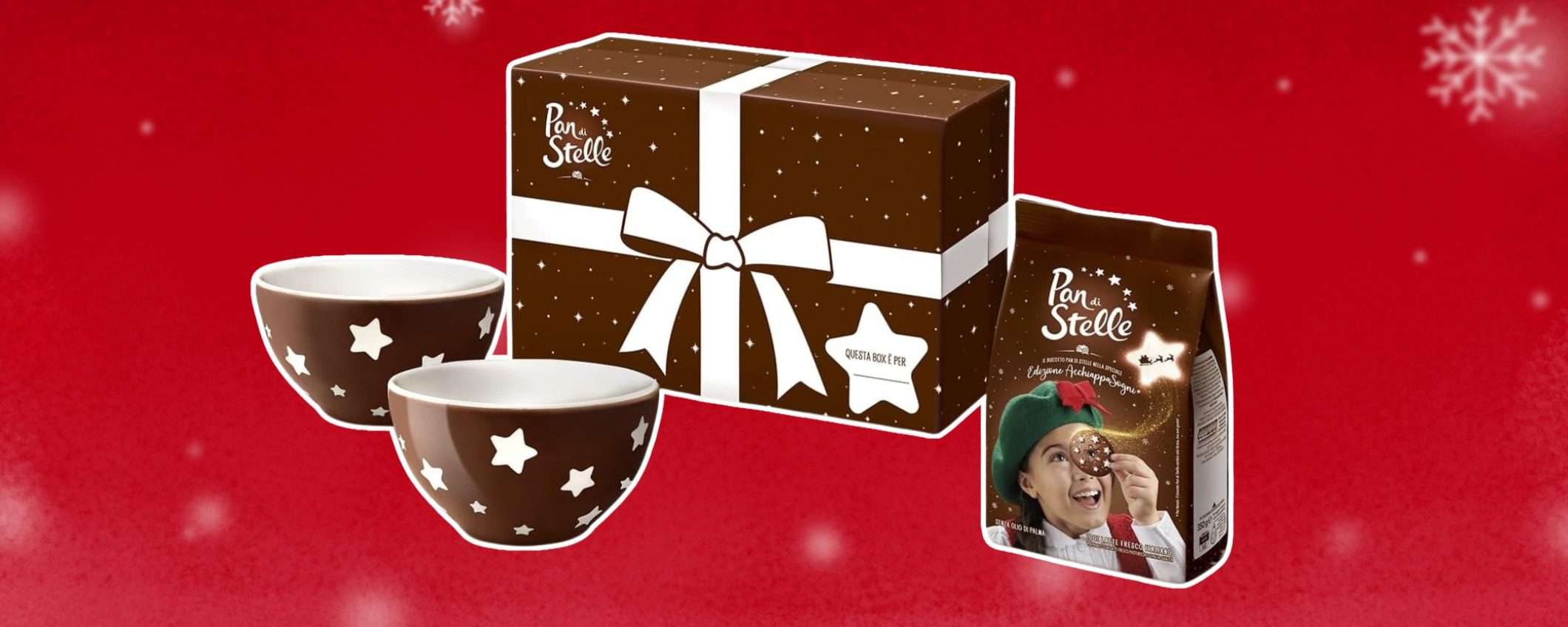Pan di Stelle Gift Box 2025: set da colazione con biscotti e 2 tazze esclusive in super sconto (-38%)